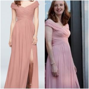 CRISSCROSS OFF-THE-SHOULDER MESH DRESS